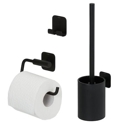 Toiletaccessoireset Tiger Colar – Toiletborstel – Toiletrolhouder – Handdoekhaak Zwart