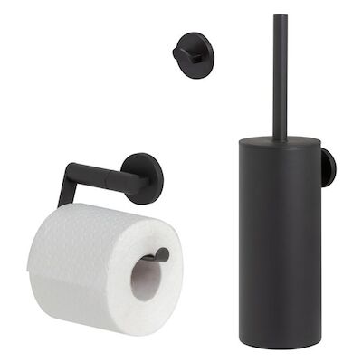 Toiletaccessoireset Tiger Noon Met Toiletborstel Toiletrolhouder en Handdoekhaak Zwart