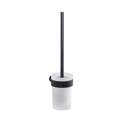 Toiletborstelhouder Sapho Pirenei Hangend 8.5×37.9 cm Mat Zwart / Satijnglas