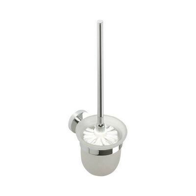 Toiletborstelhouder Sapho X-Round Hangend 11×39 cm Chroom / Melkglas