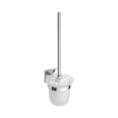 Toiletborstelhouder Sapho X-Square Hangend 11×39 cm Chroom / Melkglas