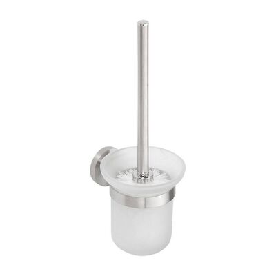 Toiletborstelhouder Sapho X-Steel Hangend 11.5×32.5 cm Geborsteld RVS / Melkglas
