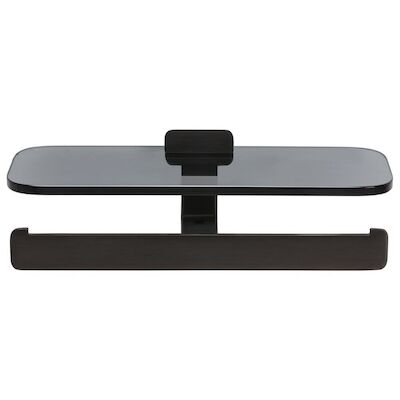 Toiletrolhouder Dubbel Geesa Shift Met Rookglas Planchet Geborsteld Zwart Metaal