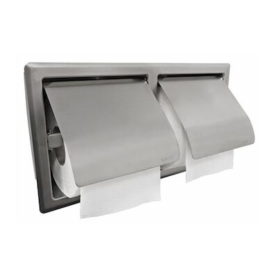 Toiletrolhouder Dubbel Wiesbaden 304 RVS (met klep)