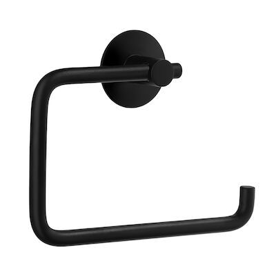 Toiletrolhouder met Ronde bevestigingsplaat Smedbo Beslagboden Geborsteld Edelstaal Zwart 10×13,6×3