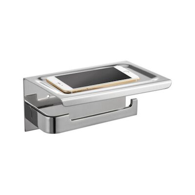 Toiletrolhouder met Telefoonplankje Best Design 18×12 cm Chroom (zonder telefoon)