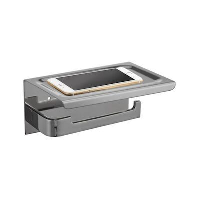 Toiletrolhouder met Telefoonplankje Best Design 18×12 cm RVS Geborsteld (zonder telefoon)