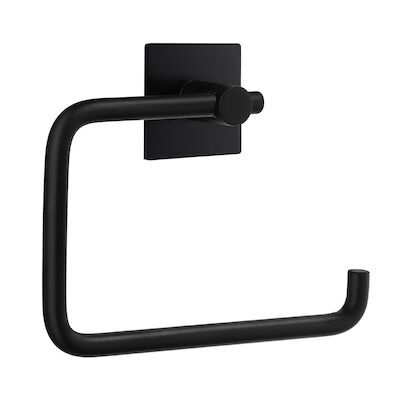 Toiletrolhouder met Vierkante Bevestigingsplaat Smedbo Beslagboden Zwart Edelstaal 10×13,6×3