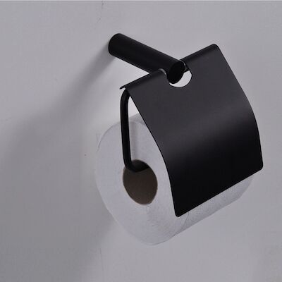 Toiletrolhouder Wiesbaden Ida met klep Zwart