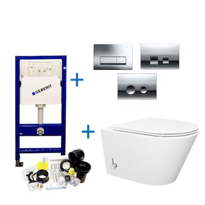 Toiletset UP100 set 22 Stereo Bidet Glans wit Met Delta Drukplaat
