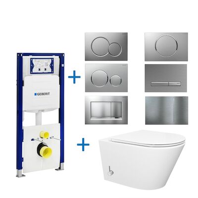 Toiletset UP320 set 22 Stereo Bidet Glans wit Met Sigma Drukplaat