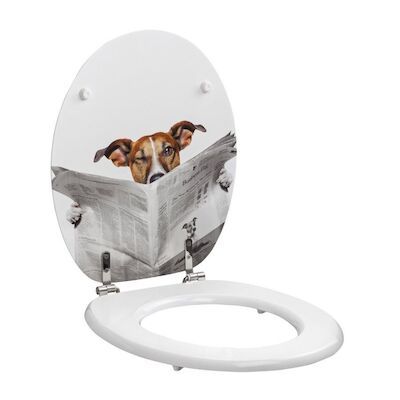 Toiletzitting Allibert Decor Business Dog 37,3×5,6×44,8 cm MDF Inox Scharnieren