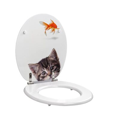 Toiletzitting Allibert Decor Kat-Vis 37,3×5,6×44,8 cm MDF Inox Scharnieren