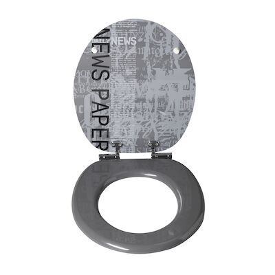 Toiletzitting Allibert Decor Newspaper 37,3×6,1×45,2 cm MDF Inox Scharnieren