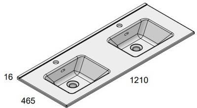 Tweedekans Saqu Arvid Wastafel 121×46,5×1,6 cm 04480