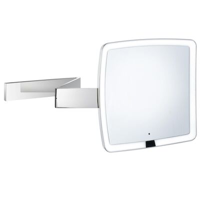 Uitschuifbare Scheer/Make-up Spiegel LED Smedbo Outline 20×20 cm Chroom
