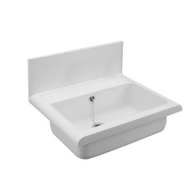 Uitstortgootsteen ABU Kunststof 55×38.3×45 cm Wit Met Stootrand