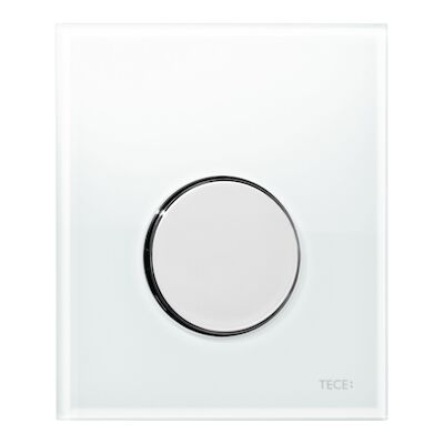 Urinoir Bedieningsplaat TECE Loop Glas Wit 10,4×12,4 cm (met glanzend chromen toets)