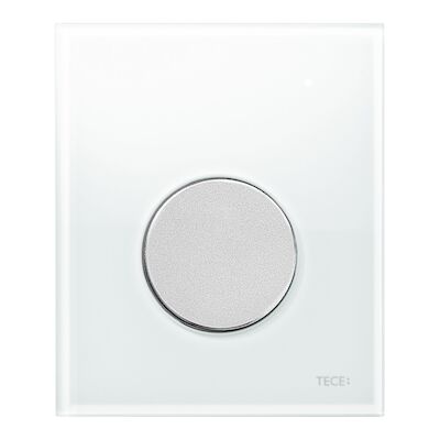 Urinoir Bedieningsplaat TECE Loop Glas Wit 10,4×12,4 cm (met mat chromen toets)