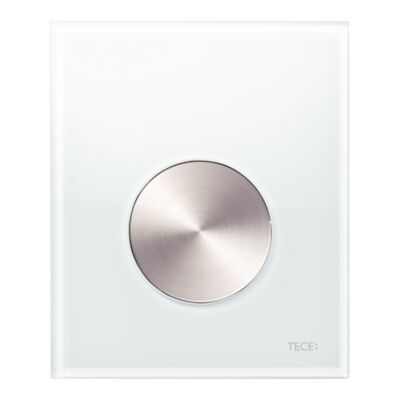 Urinoir Bedieningsplaat TECE Loop Glas Wit 10,4×12,4 cm (met RVS geborstelde toets)