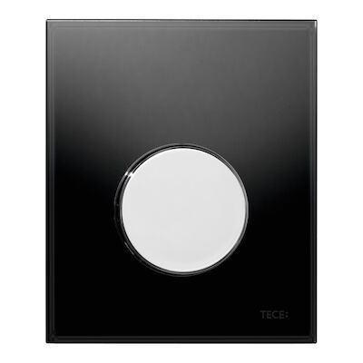 Urinoir Bedieningsplaat TECE Loop Glas Zwart 10,4×12,4 cm (met glanzend chromen toets)