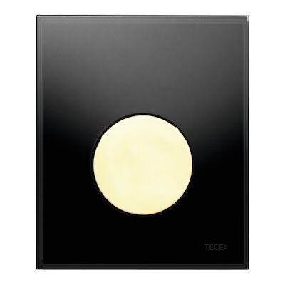 Urinoir Bedieningsplaat TECE Loop Glas Zwart 10,4×12,4 cm (met gouden toets)