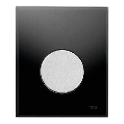 Urinoir Bedieningsplaat TECE Loop Glas Zwart 10,4×12,4 cm (met mat chromen toets)