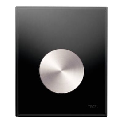 Urinoir Bedieningsplaat TECE Loop Glas Zwart 10,4×12,4 cm (met RVS geborstelde toets)