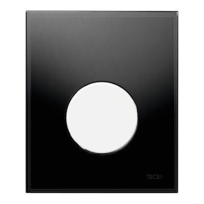 Urinoir Bedieningsplaat TECE Loop Glas Zwart 10,4×12,4 cm (met witte toets)