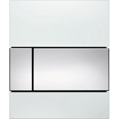 Urinoir Bedieningsplaat TECE Square Glas Wit 10,4×12,4 cm (met glanzend chromen toetsen)