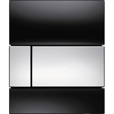 Urinoir Bedieningsplaat TECE Square Glas Zwart 10,4×12,4 cm (met glanzend chromen toetsen)