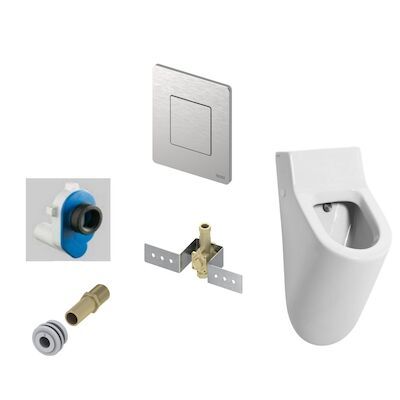 Urinoir Set Salenzi Hung Achterinlaat Mat Wit met TECE Solid Drukplaat Metaal