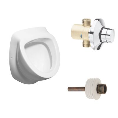 Urinoir Set Sapho Isvea Met Drukplaat En Afvoer Wit