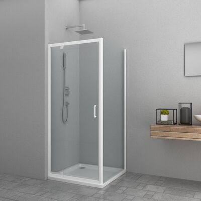 Vaste Zijwand Allibert Happy 80×185 cm 4mm Helder Glas Wit