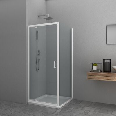 Vaste Zijwand Allibert Happy 90×185 cm 4mm Helder Glas Wit