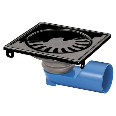 Vloer Doucheput met Zij-Onderuitlaat 15×15 cm 50 mm RVS Mat Zwart