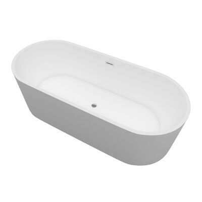 Vrijstaand ligbad BWS ovaal Solid Surface 170x70x85 cm Mat Wit