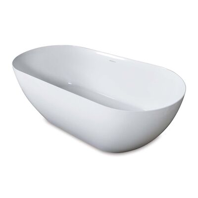 Vrijstaand Ligbad Luca Sanitair Vasca 175x80x58 cm Mineraal Marmer Glans Wit (inclusief afvoer en sifon)