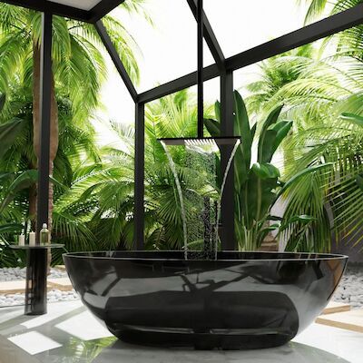 Vrijstaand Ligbad Mondiaz Cristal Resin 180×85 cm Black