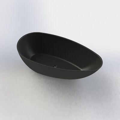 Vrijstaand Ligbad Salenzi Unica 170x86x54 cm Cast Marble Mat Zwart