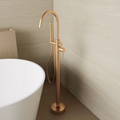 Vrijstaande Badkraan BWS Colorato 1 Hendel 111 Cm Geborsteld Goud