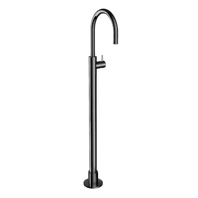 Vrijstaande Wastafelmengkraan Hotbath Cobber 1-hendel Gebogen 121 cm Zwart Chroom