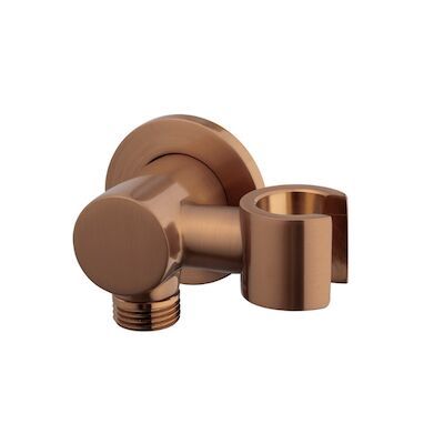 Wandaansluitbocht BWS Danielle Met Kantelbare Handdouchehouder Rond 1/2″ Geborsteld Brons Koper