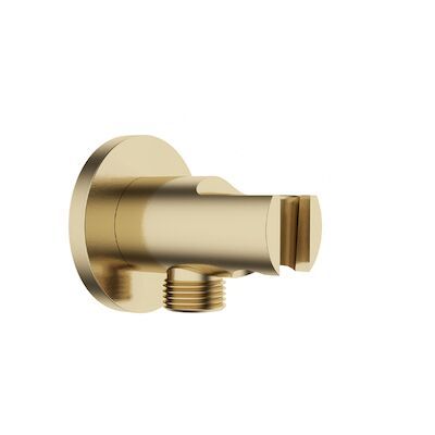 Wandaansluitbocht BWS Mark Met Handdouchehouder Rond 1/2″ Geborsteld Messing