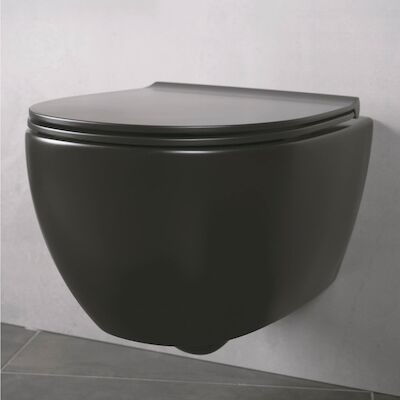 Wandcloset Globo 4 ALL 48×37 cm Rimless Mat Zwart (Exl. zitting)