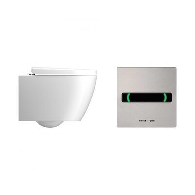 Wandcloset IPEE T1 230V Basic Rimless Incl Softclose Zitting Infrarood Sensor RVS Wit
