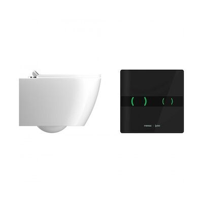 Wandcloset IPEE T5 230V Premium Rimless Incl Softclose Zitting Infrarood Sensor Zwart Wit