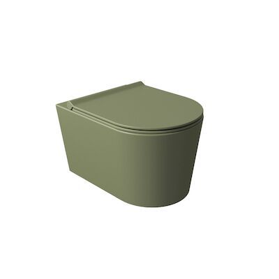 Wandcloset Salenzi Civita 50x35x36.5cm Keramiek Rimless Mat Legergroen (incl. zitting)
