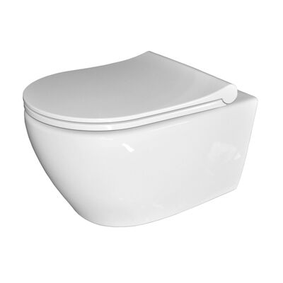 Wandcloset Sanicare Rondo Rimfree Compact Met Bidetspoeler Keramiek 51×36 cm Wit