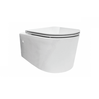 Wandcloset Wiesbaden Flow Rimless met Flatline Toiletzitting Wit